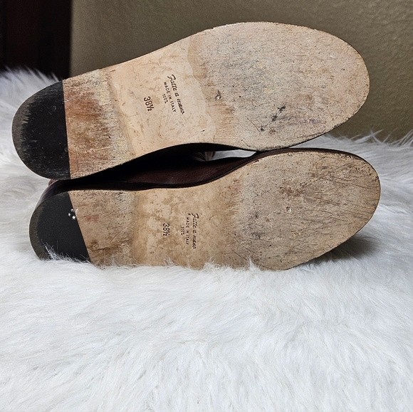 Fatte a mano Cognac Leather Riding Boots Size 38.5 Made In Italy - Picture 7 of 11